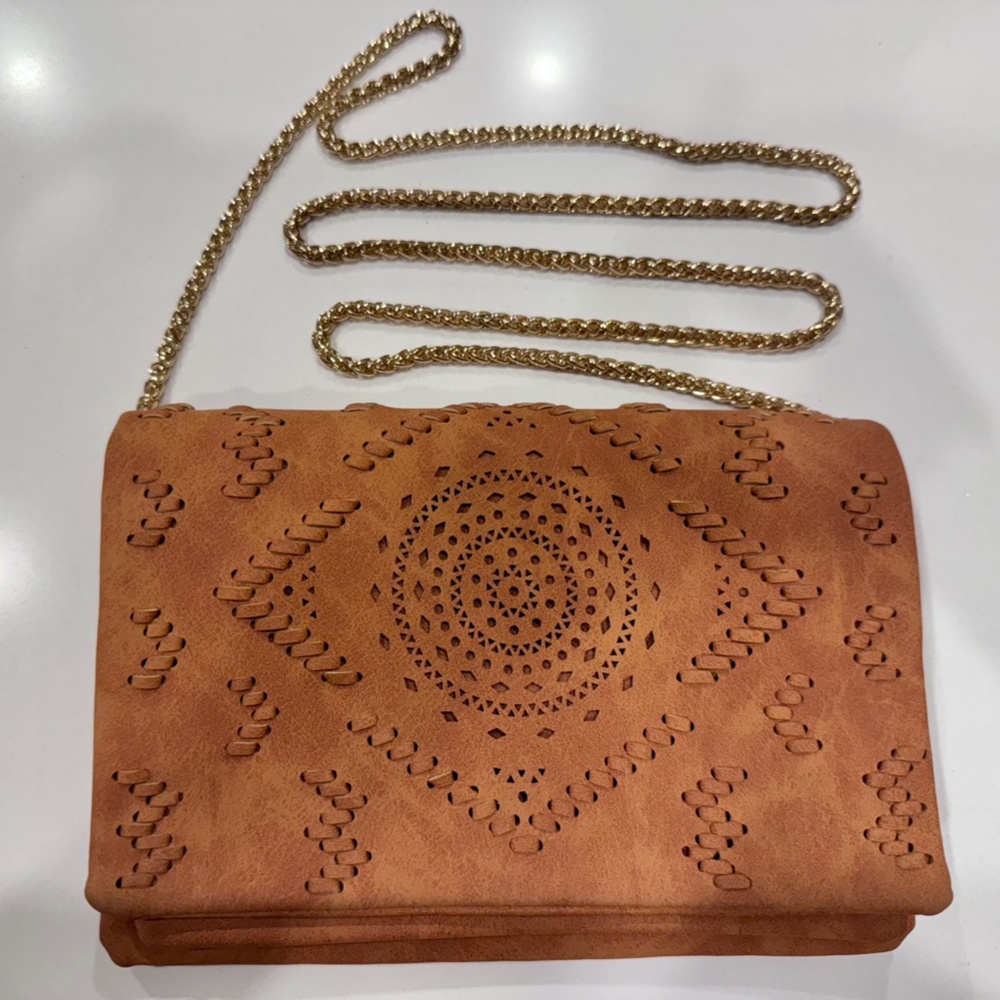 Free People Leather Cross-body bag Gold Tan NWOT
